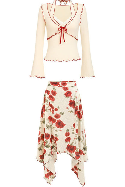 Rose Valley Floral Top and Skirt Set-Up