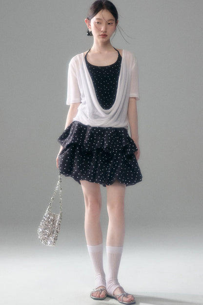 Retro Polka Dot Ruffle Cake Skirt