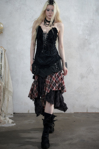 Retro Suede Embroidered Bustier Vest