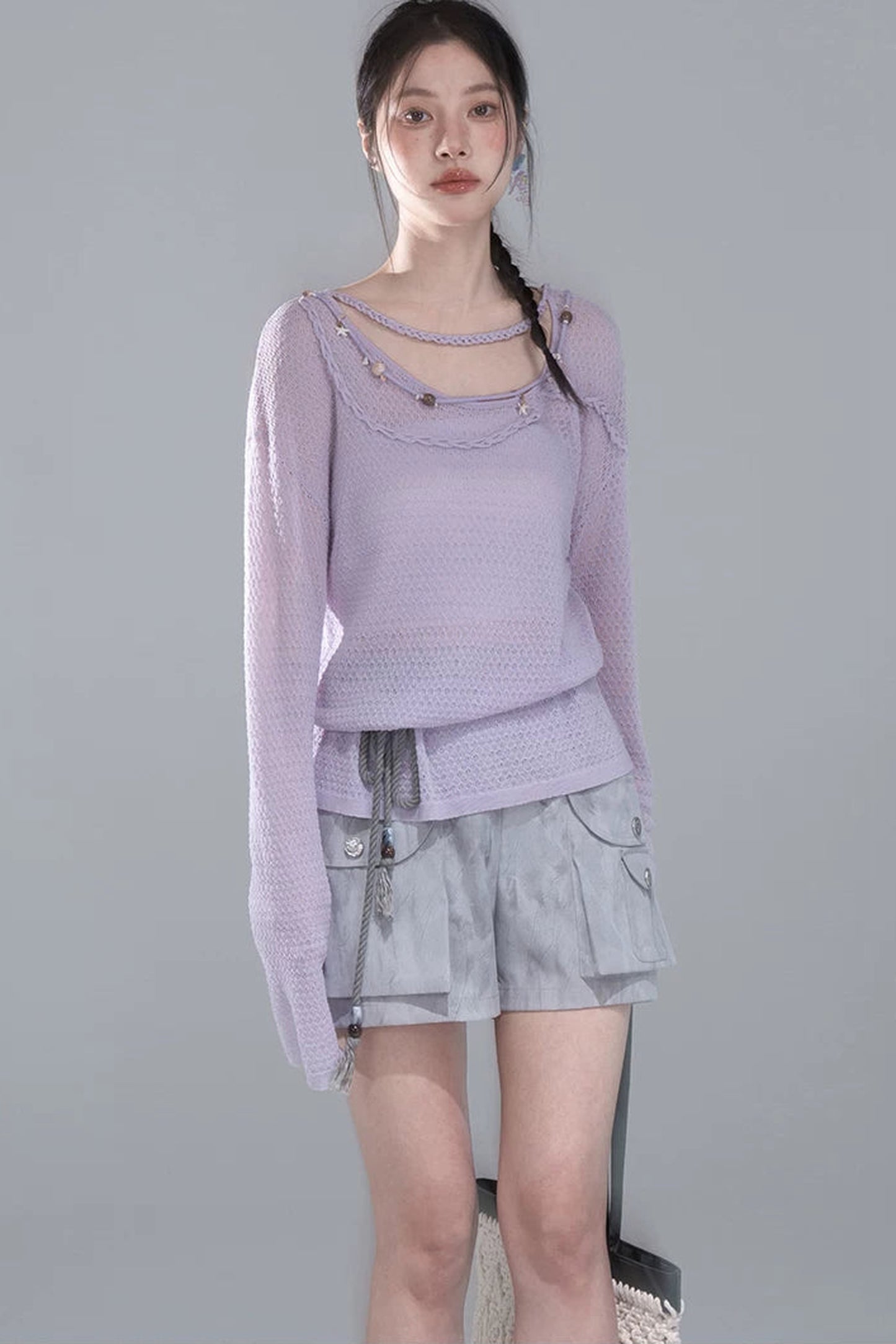 Mica Gray Gradient Shorts Set