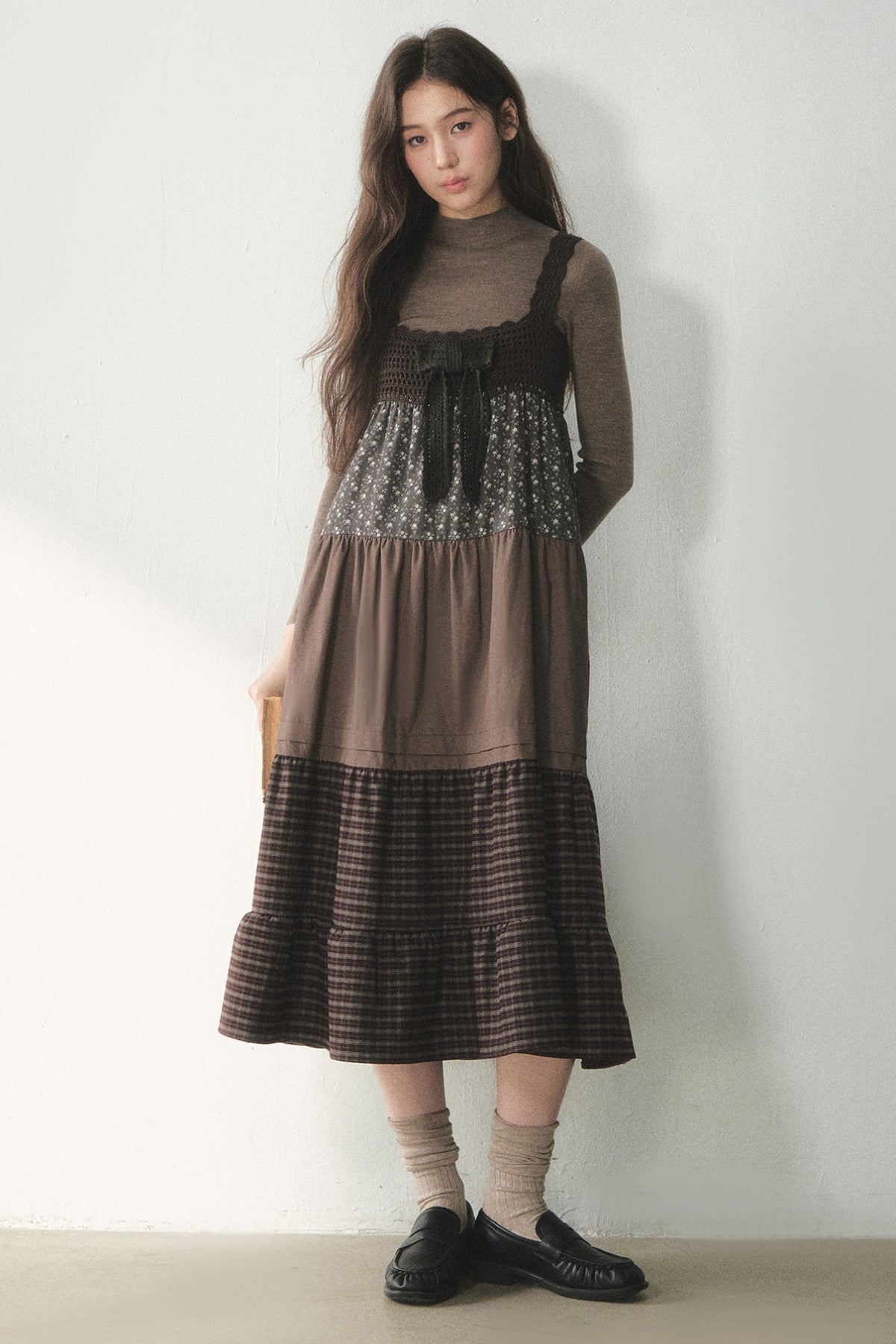 Plaid Floral Patchwork Dress