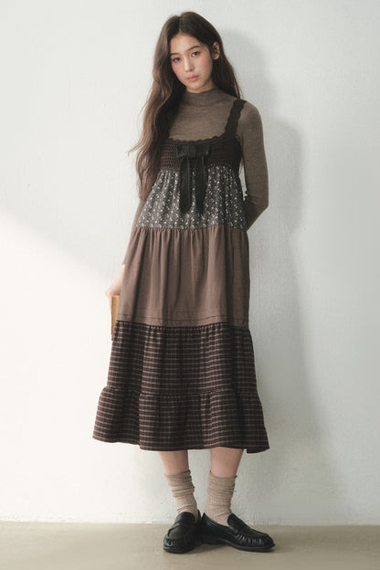 Plaid Floral Patchwork Dress