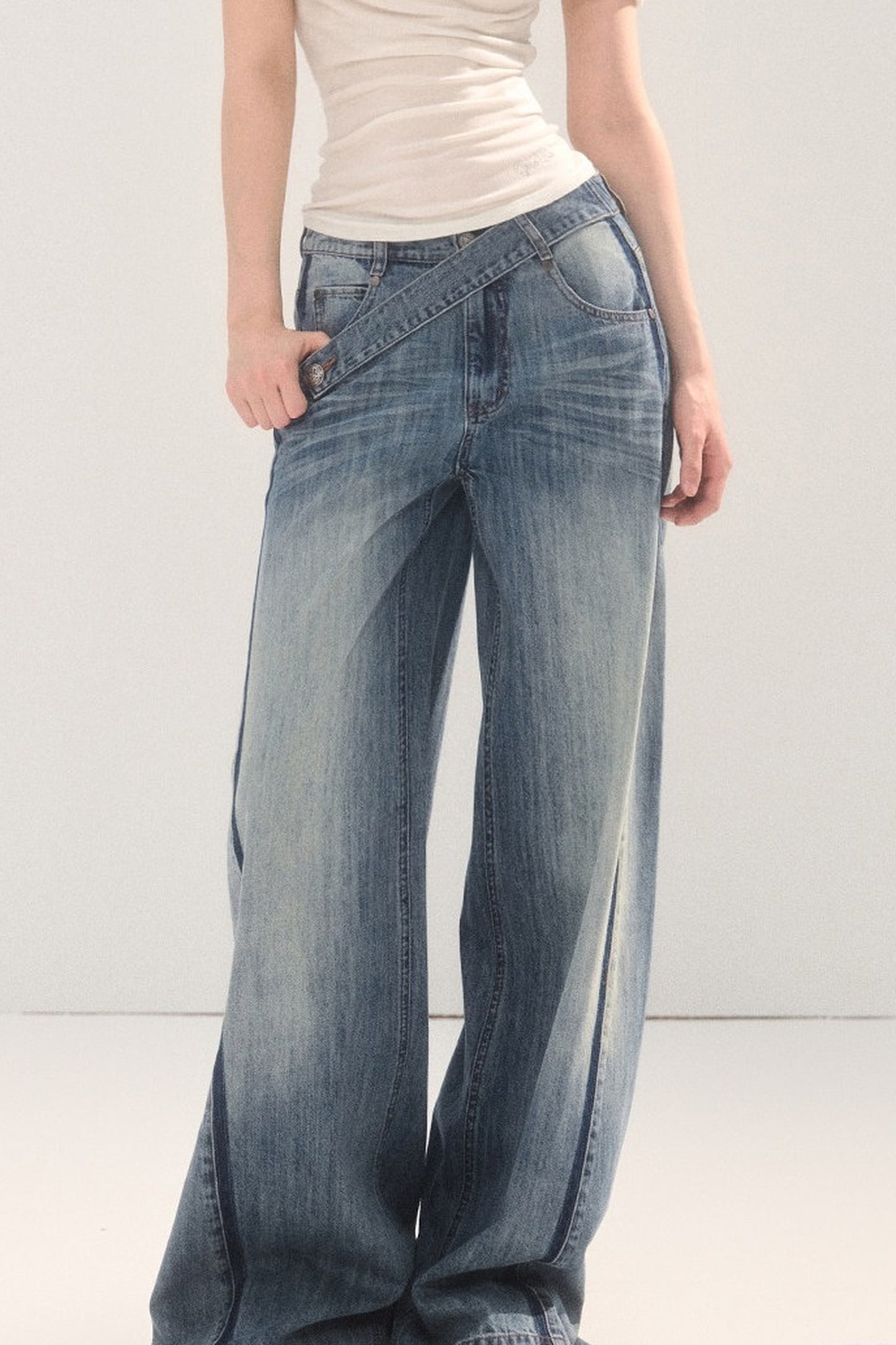 Vintage Washed Gradient Denim Jeans