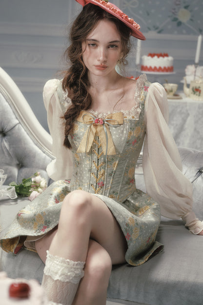French Retro Fishbone Corset Short Dress