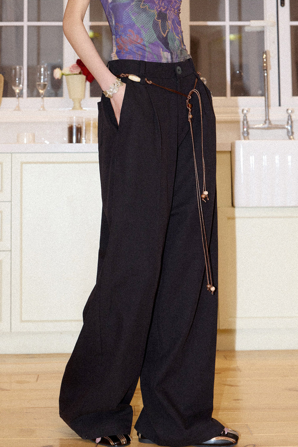 Lyocell Linen Beaded Pants