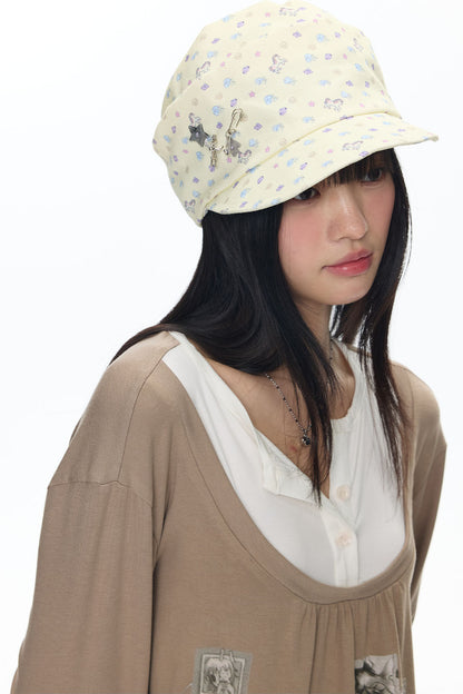 Floral Denim Slouchy Cap