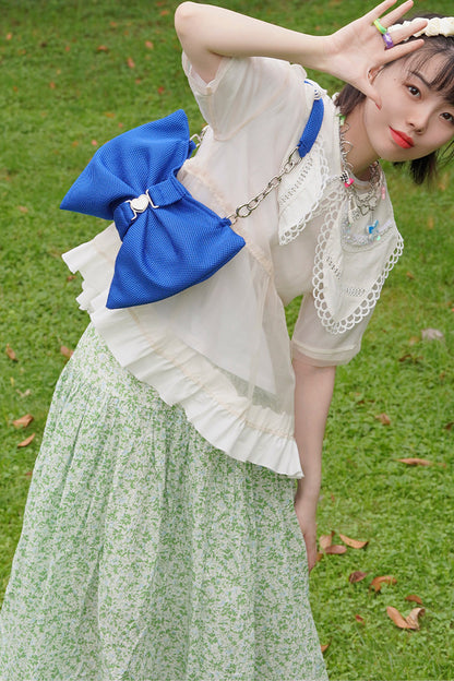 Bowknot Pleated Shoulder Bag