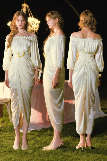 Satin Off-Shoulder Dress