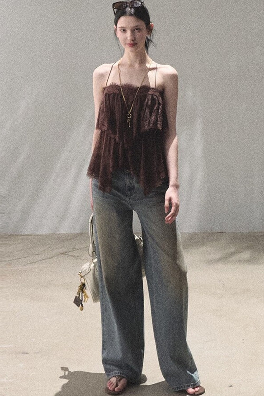 Vintage Hand-Painted Wide Leg Jeans Set