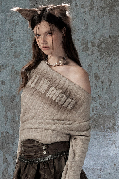 Asymmetrical Off-Shoulder Plush Long Sleeve Top