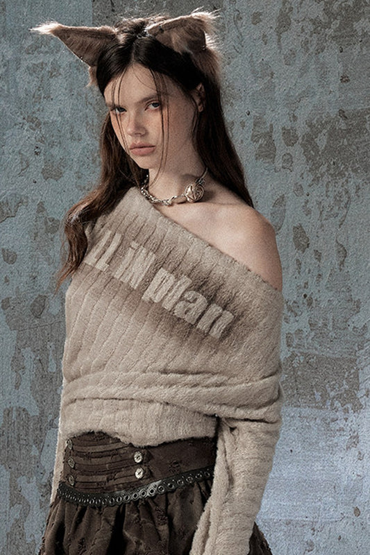 Asymmetrical Off-Shoulder Plush Long Sleeve Top