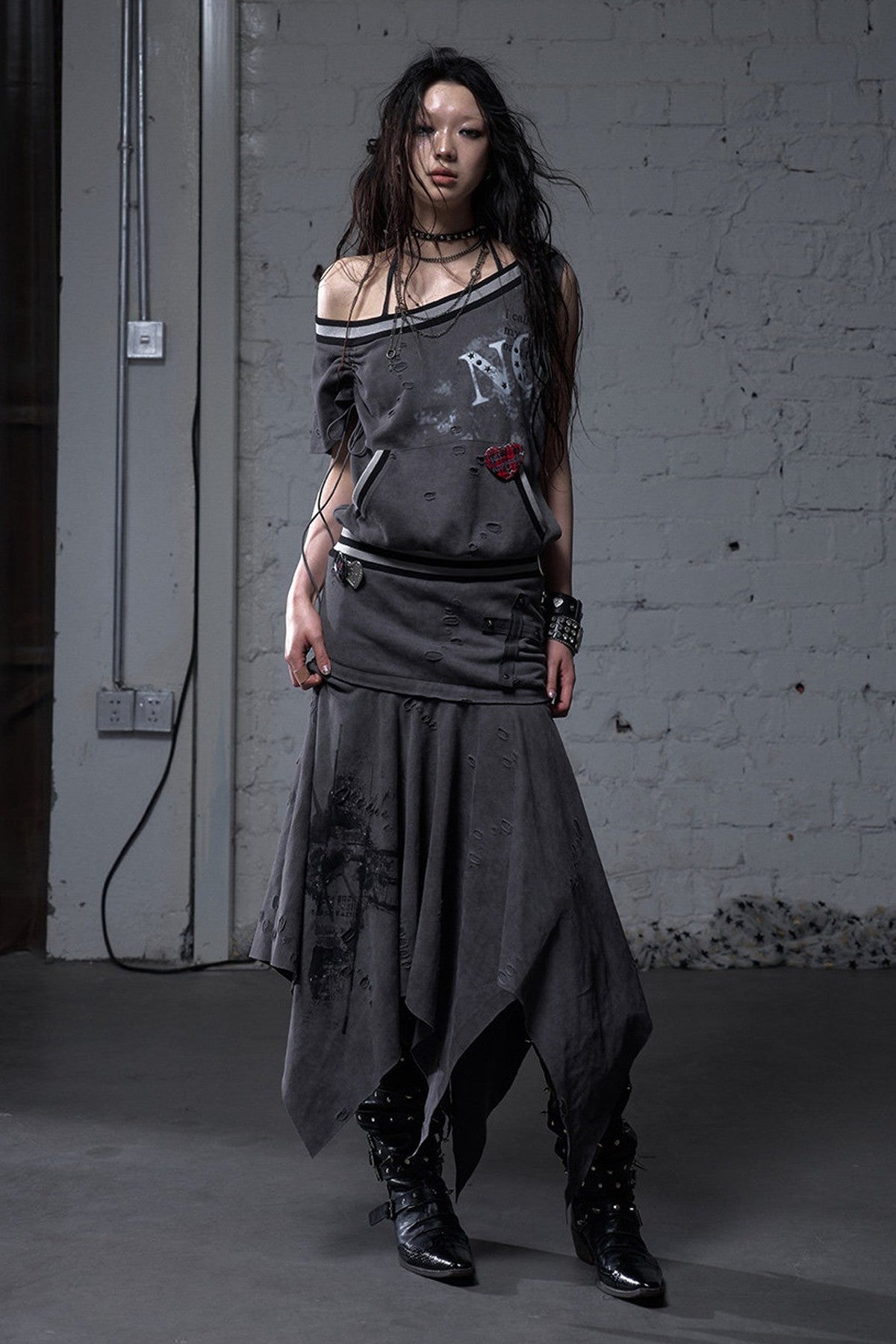Distressed Punk Sleeveless Dress