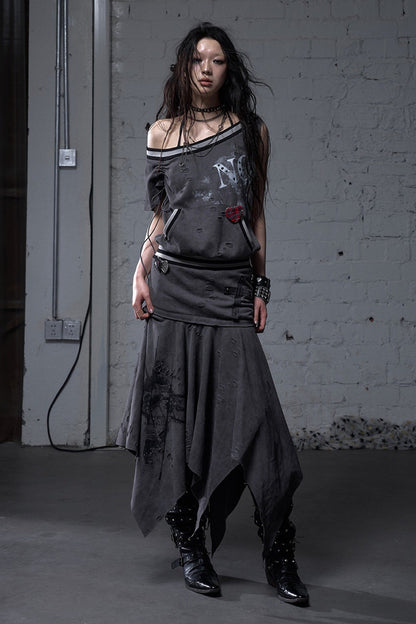 Distressed Punk Sleeveless Dress