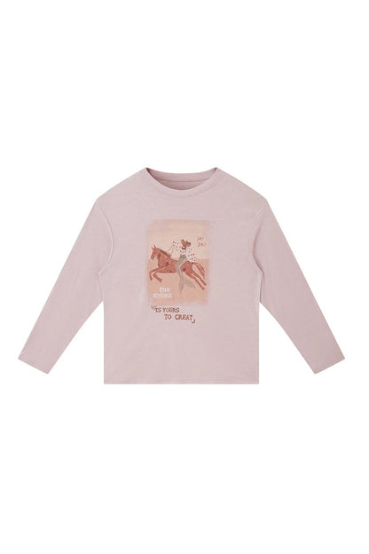 Galloping Horse Print Long Sleeve Tee