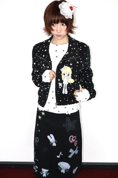 Original Illustration Short Sweatshirt Jacket
