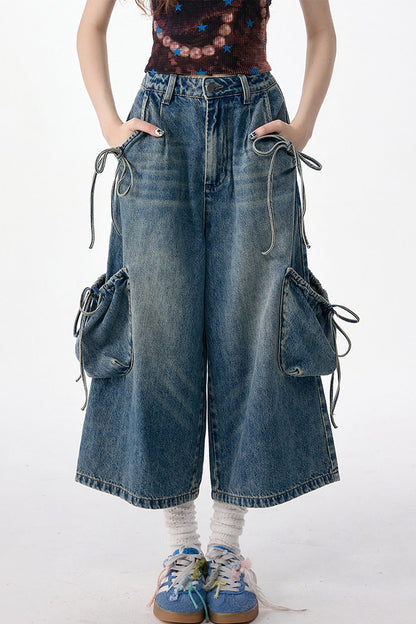 Cargo-Jeans mit weitem Bein