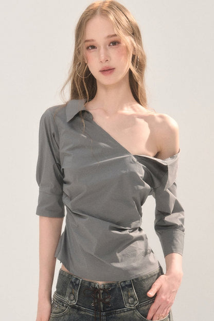 Asymmetrical Off-Shoulder Blouse