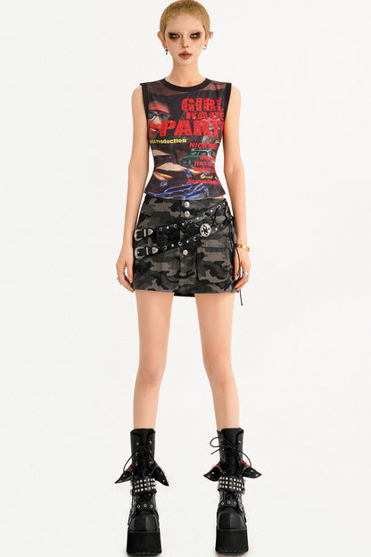 Gilet rock con graffiti americani