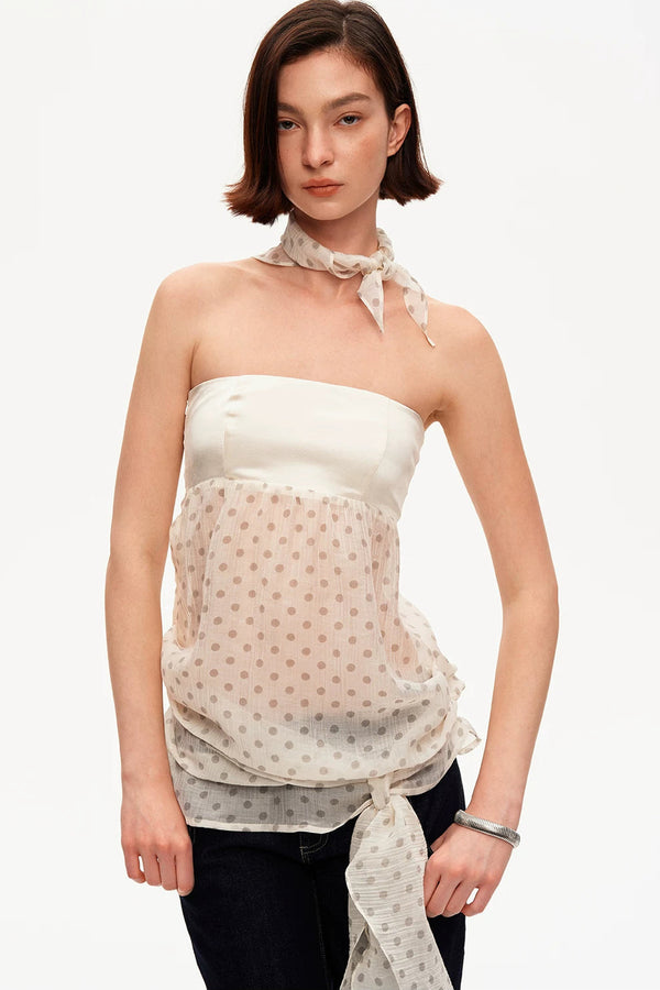 Tencel Satin Polka Dot Top