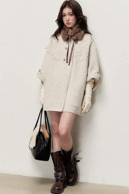 Double-Breasted Cape Design Cardigan
