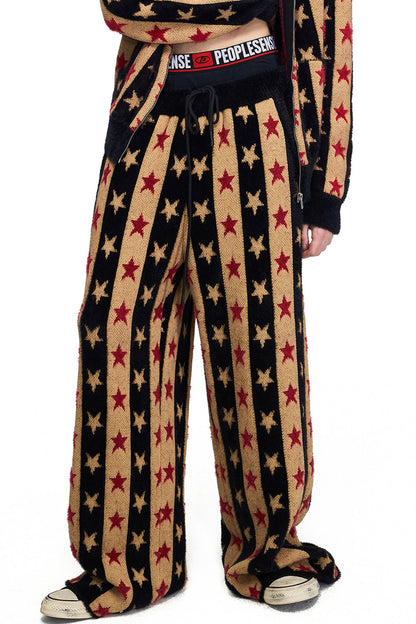 Set aus Strick-Sweatpants mit Sternen-Jacquard und Kordelzug sowie Oberteil