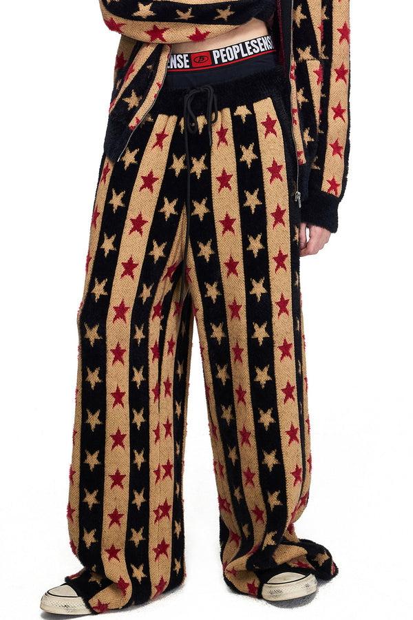 Star Jacquard Knit Drawstring Sweatpants and Top Set-Up