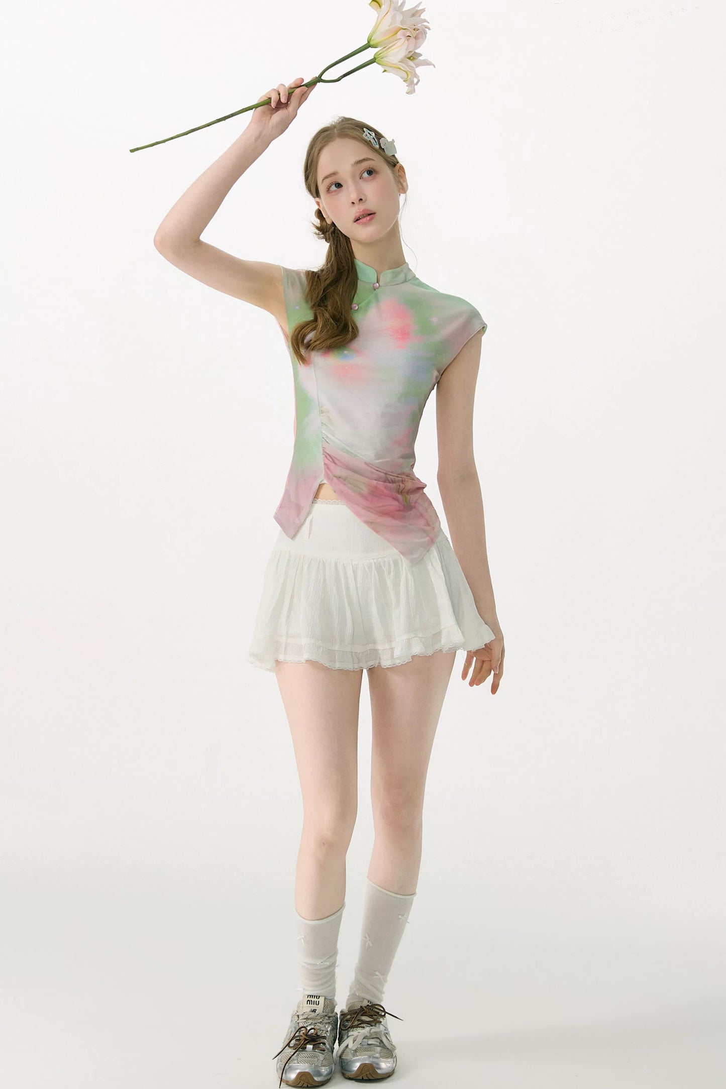 Gradient Mesh Cat Print T-Shirt