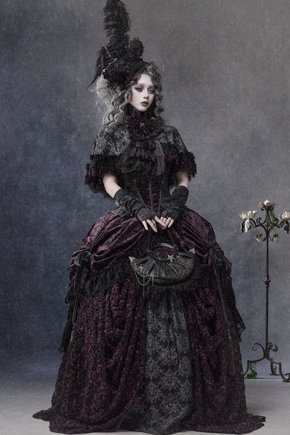 Gothic Dark Purple Bustle Skirt Set-Up