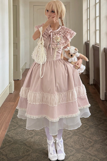 Pink Lace Embroidered Dress Set-Up