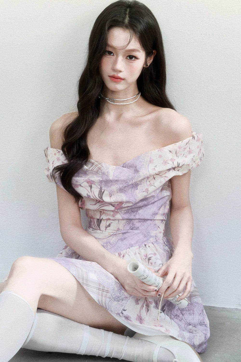 Mist Floral Off-Shoulder Dress
