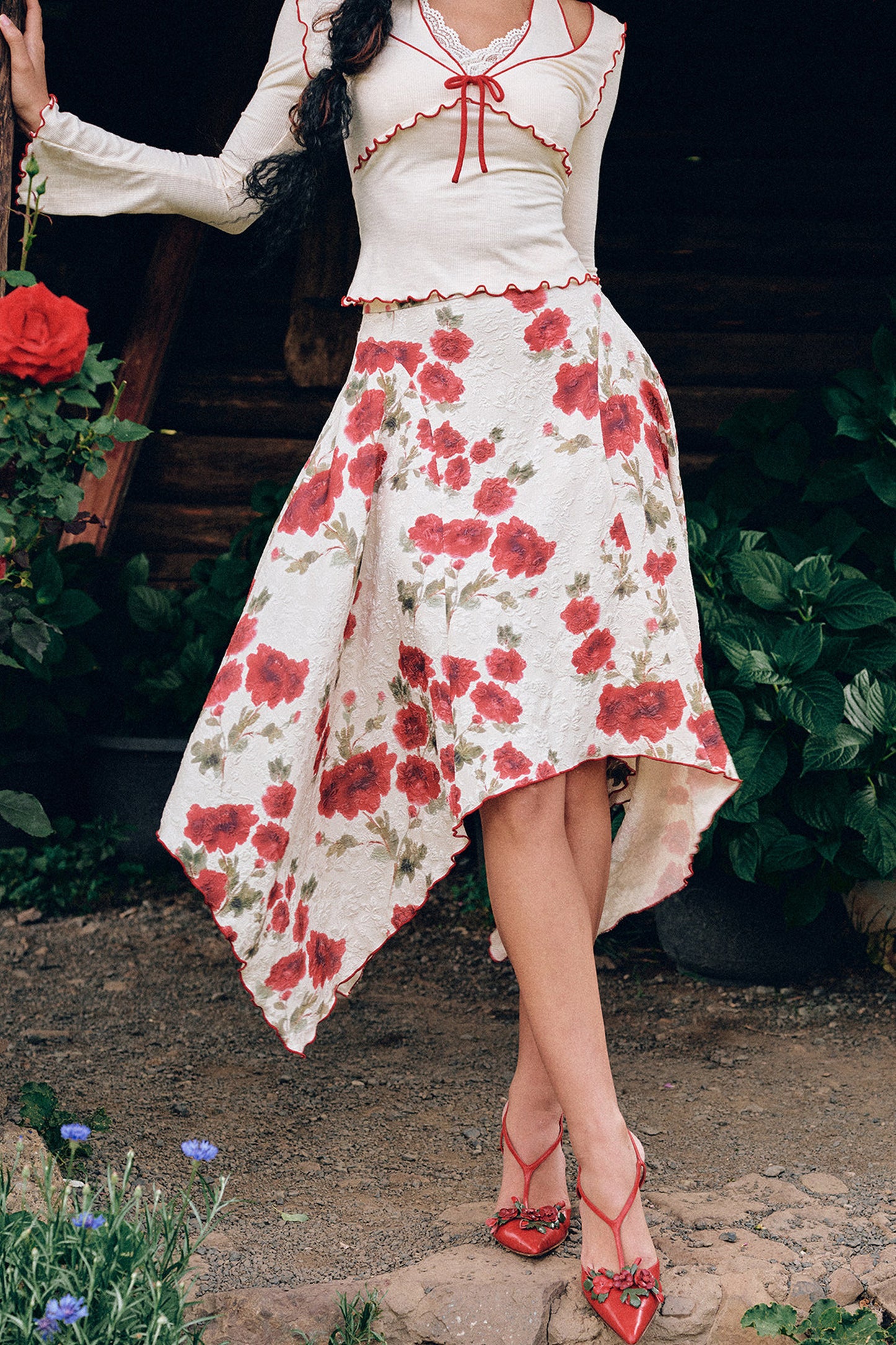 Rose Valley Floral Top and Skirt Set-Up