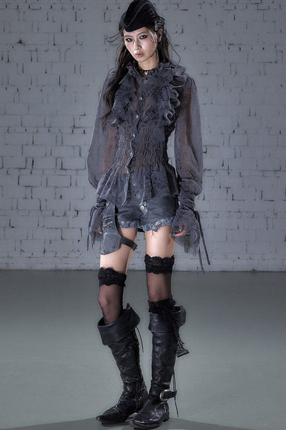 Lace Ruffle Collar Blouse