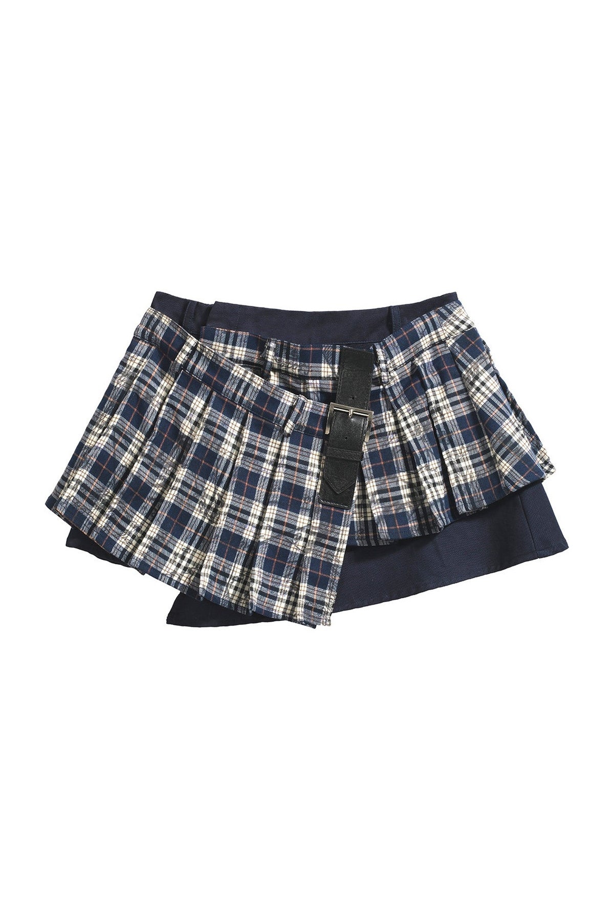 Asymmetrical Pleated Plaid Graffiti Skirt