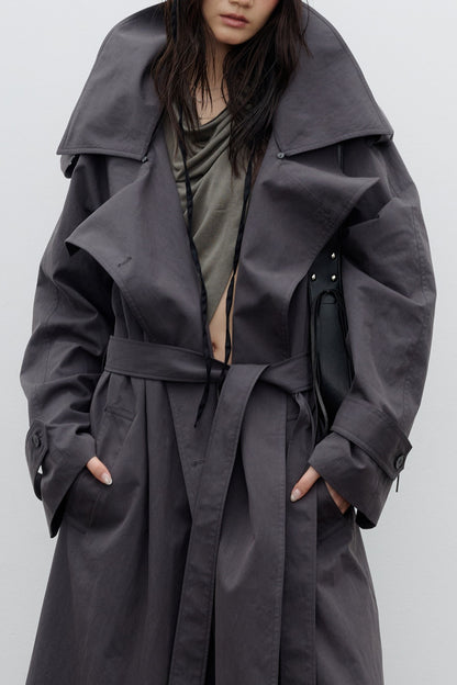 Double-Layer Long Silhouette Trench Coat