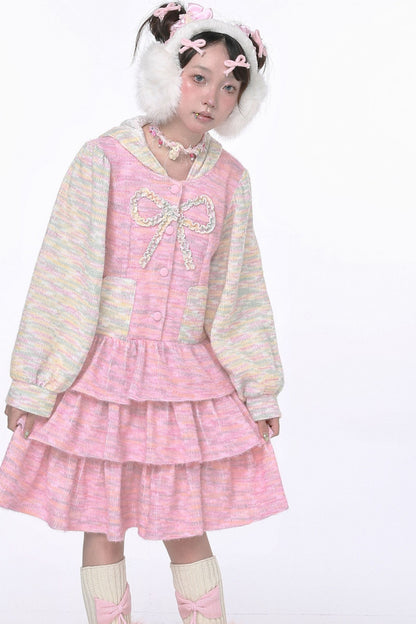 Pinkes Hasenohren-Stufenkleid