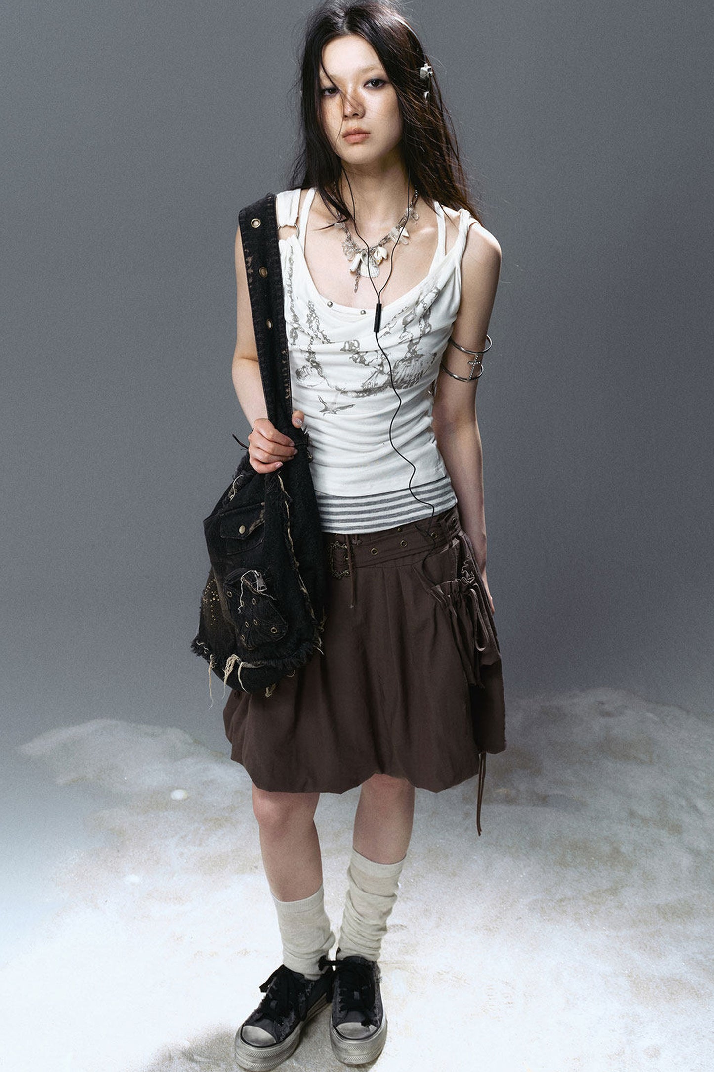 Crystal Layered Shell Pendant Necklace