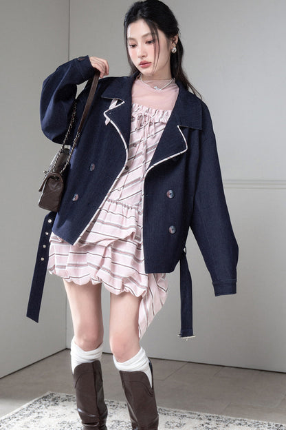 Striped Suspender Skirt and Base Layer Top Set