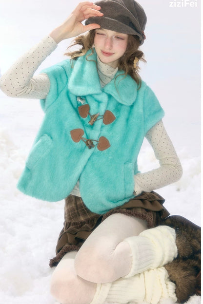 Lamb Wool Toggle Vest Jacket