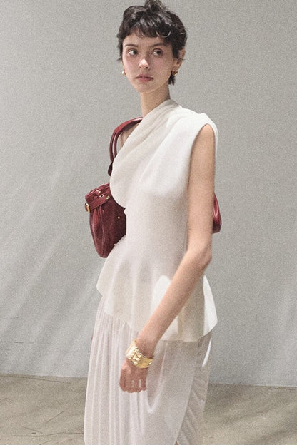 White Asymmetrical Lyocell Top
