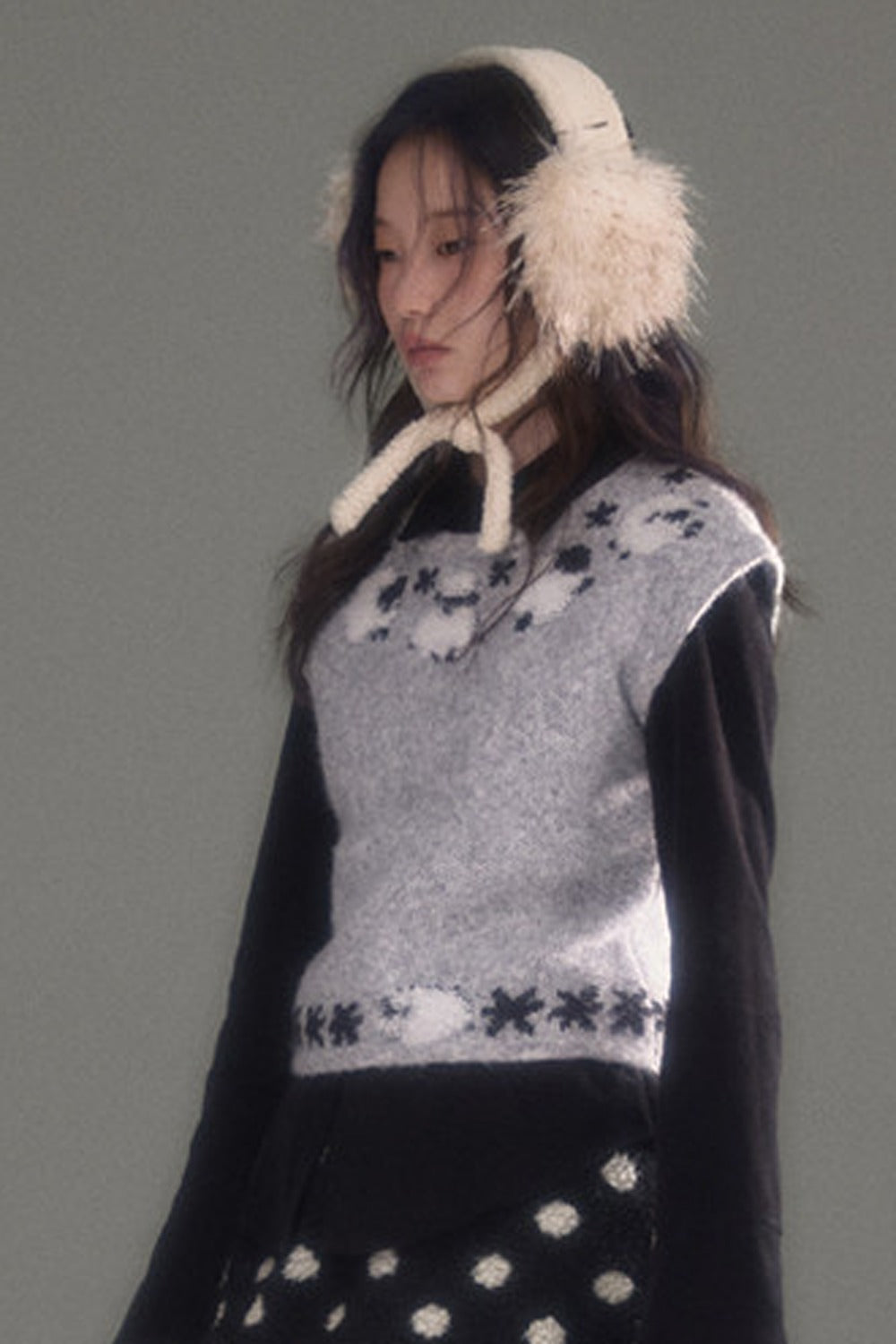 Sheep Jacquard Knitted Sweater Vest