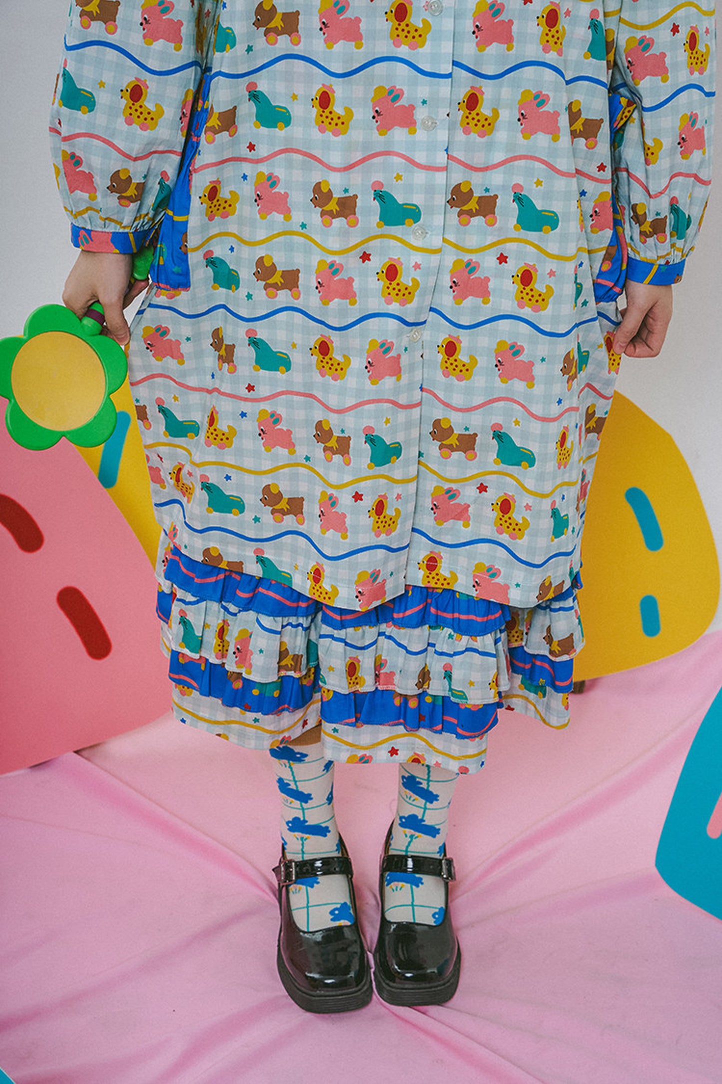 Original Printed Long Shirt Dress