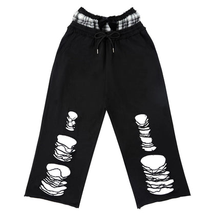 Velvet Bow Ripped Sweatpants