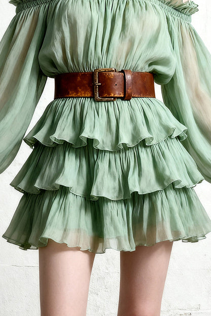 Off-Shoulder Tiered Ruffle Dress