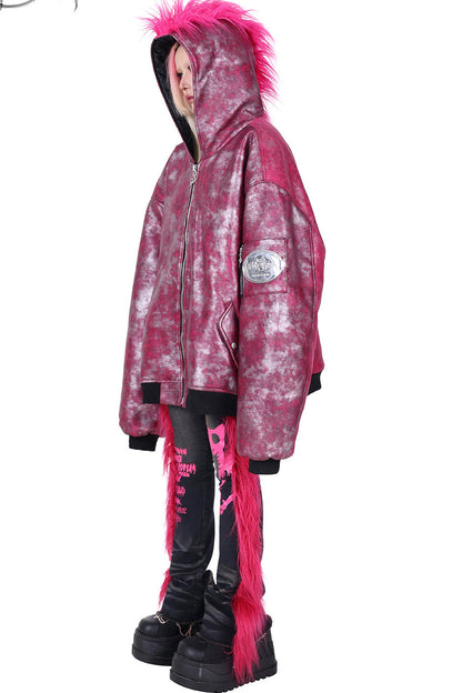 Oversized Acid Wash Bomber Jacket
