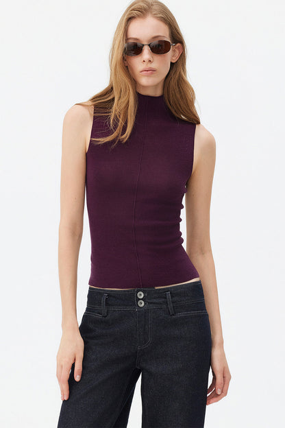 Superfine Merino Wool Seamless Turtleneck Vest