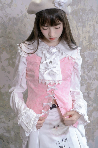 Butterfly Buckle Jacquard Cotton Vest