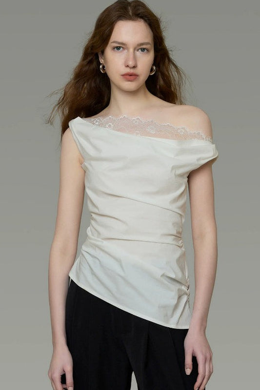 French Lace Off-Shoulder Blouse