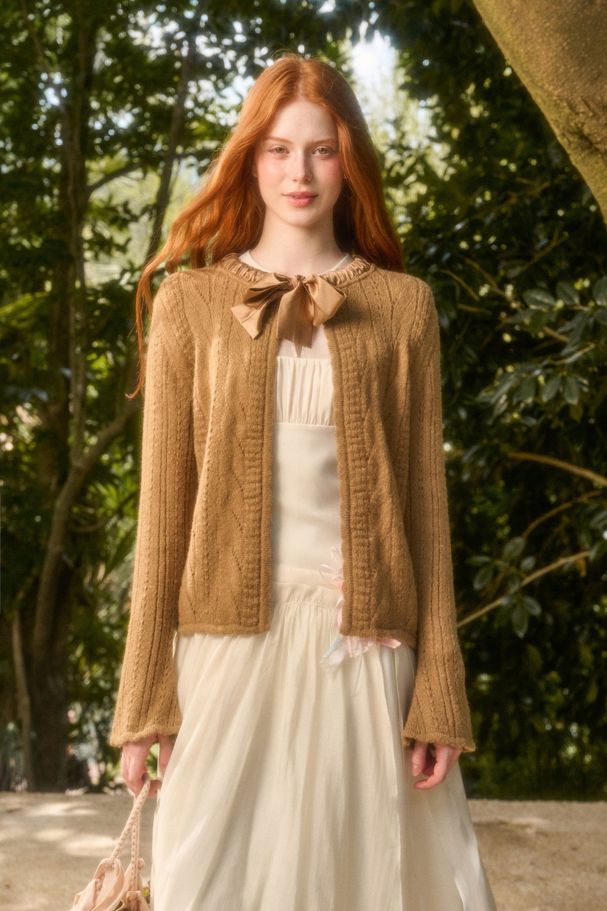 Soft Wool Ribbon Knit Cardigan