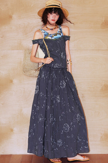 Vacation Polka Dot Embroidered Dress