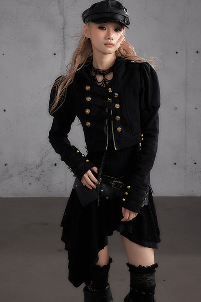 Napoleon Hooded Puff-Sleeve Sweatshirt